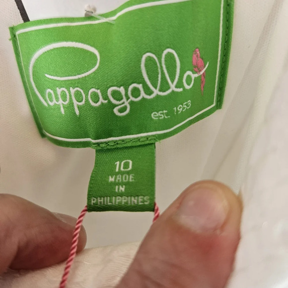 Pappagallo Women Natural White Seersucker Summer Dress Sz 10 Pockets - Picture 8 of 14